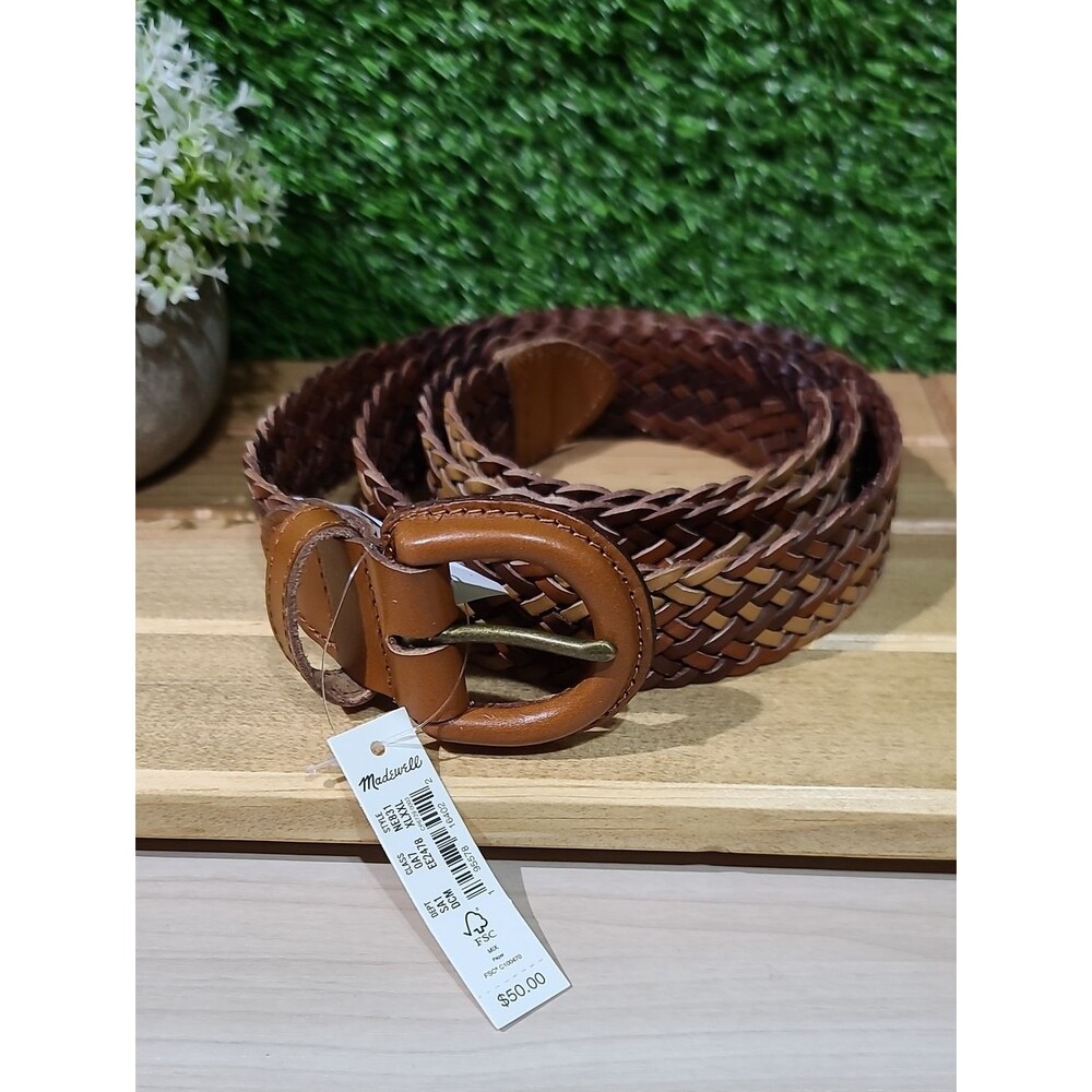 Madewell Women's Woven Leather Belt / Desert Camel Multi, XL-XXL NWT